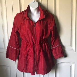 Dennis Basso Embellished Water Resistant Hooded Anorak